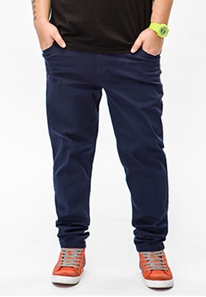 Plus Size Straight Cut Men Smart Casual Long Pants in navy blue color.
