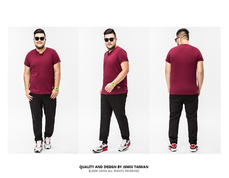 Front and back design on plus size straight cut men's smart casual long pant in black color.