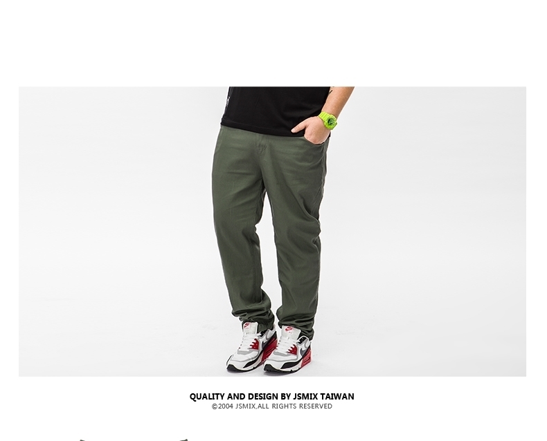 Plus Size Straight Cut Men Smart Casual Long Pants in green color.