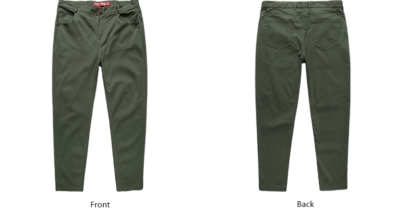 Front and back design on plus size straight cut men's smart casual long pant in green color.