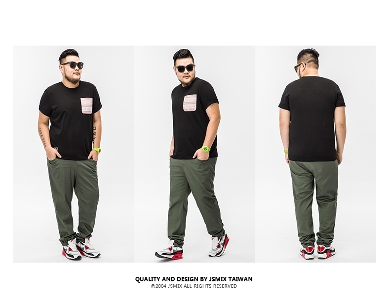 Front and back design on plus size straight cut men's smart casual long pant in green color.
