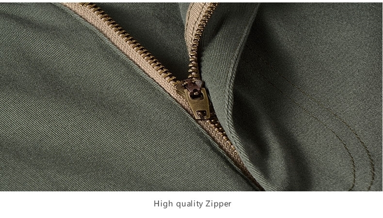 Zipper design of  plus size straight cut men's smart casual long pants.