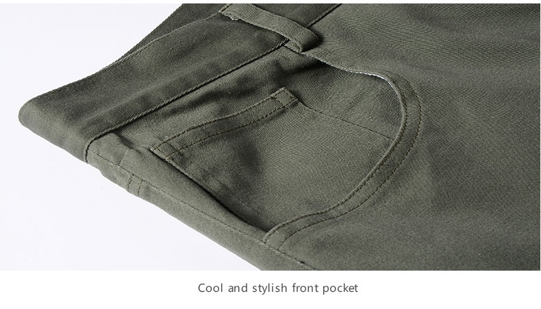 Pocket design of plus size straight cut men's smart casual long pants.