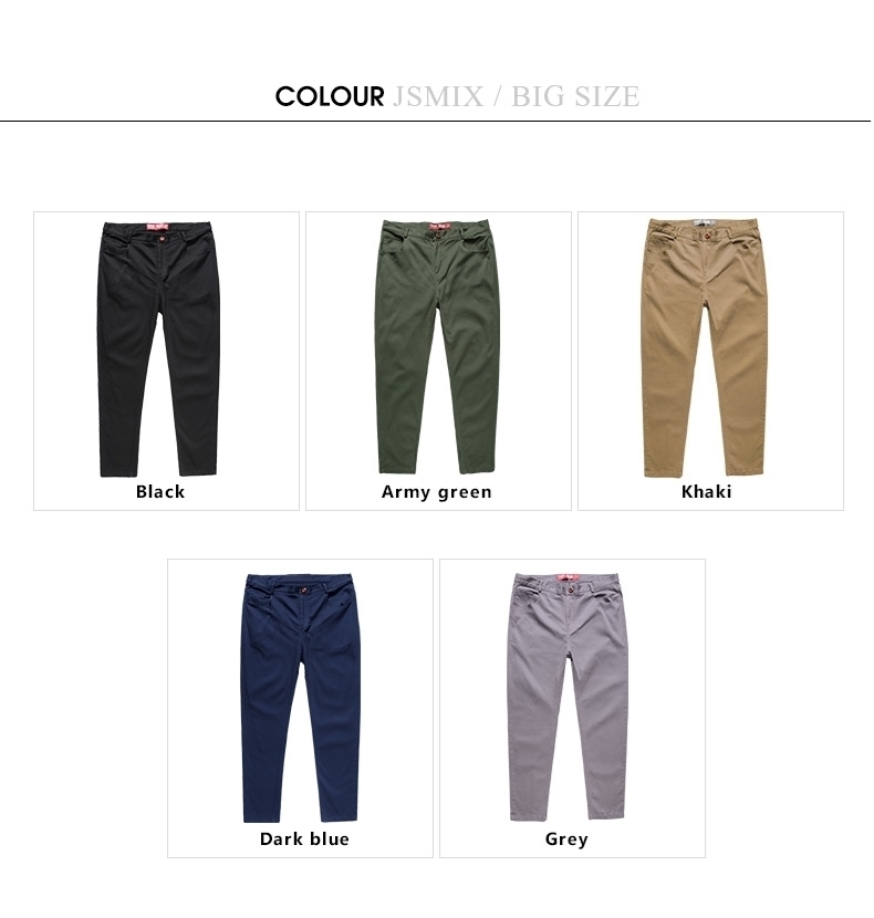Color available for plus size straight cut men's smart casual long pants.