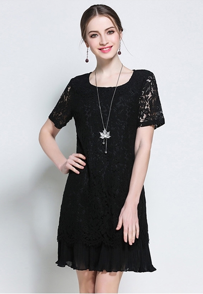 Black Lace Bottom Dress