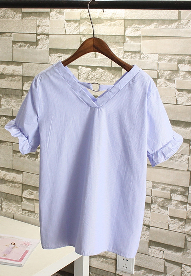 Picture of Double V Neck Striped Top