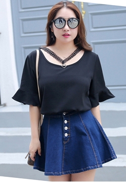 Picture of V lace Collar Chiffon Top