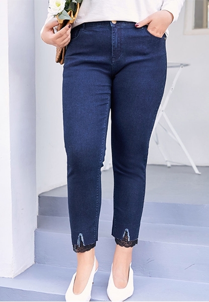 Picture of Lace Bottom Slim Ladies Jeans