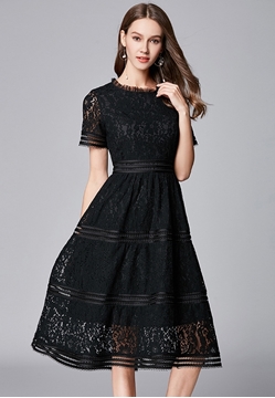 Picture of Slim Waist Short Sleeve A Line Party Dress