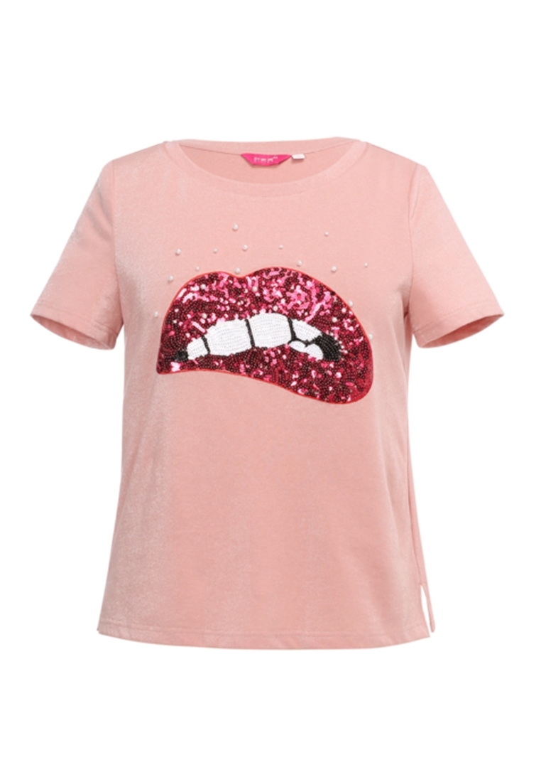 Picture of Round Neck Plus Size Mouth Print Tee