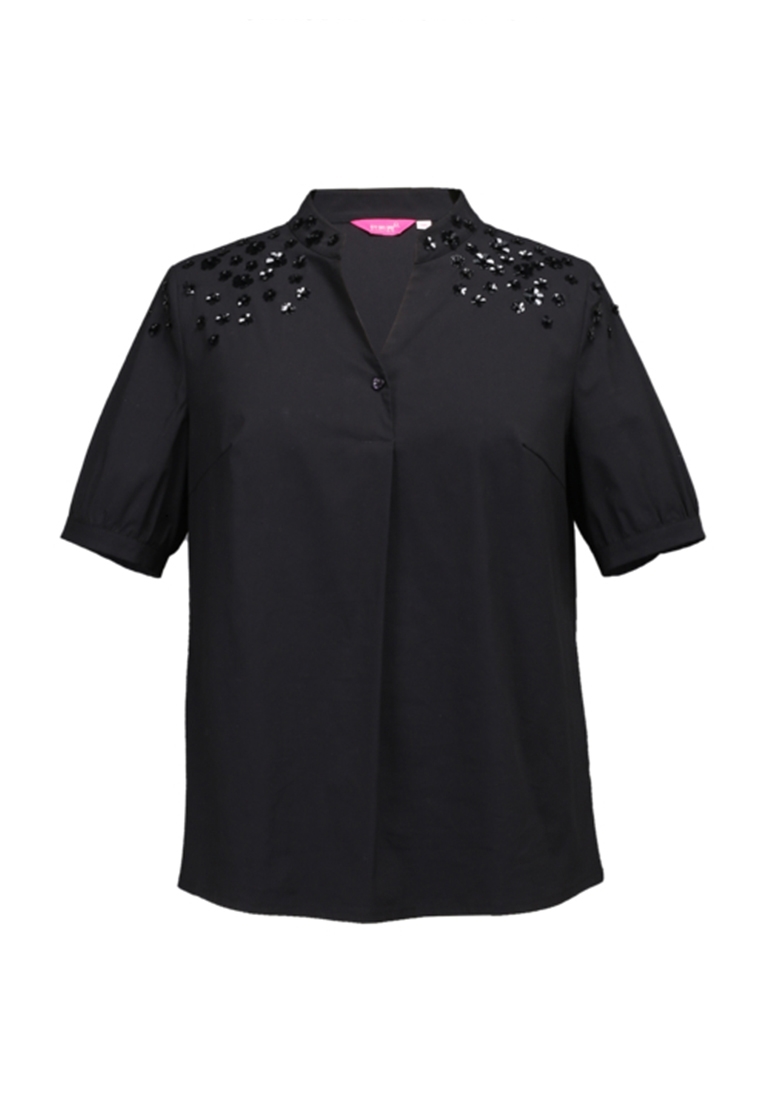 Picture of Shoulder Flower Decorated Plus Size Shirt