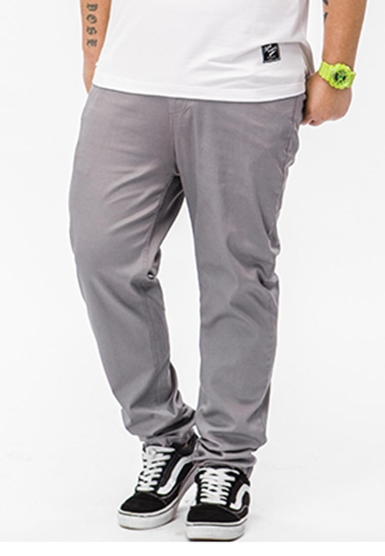 Plus Size Straight Cut Men Smart Casual Long Pants in grey color.