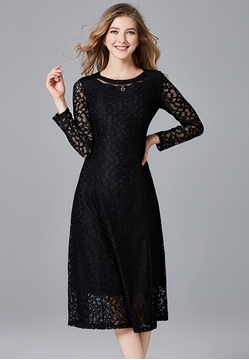 Long Sleeve Dress. Plus Size Clothes Online Shop Singapore - Large Size