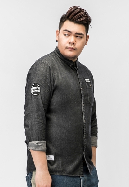 Long Sleeve Black Denim Plus Size Mens Shirt Plus Size Clothes Online Shop Singapore Large Size Clothing Shop