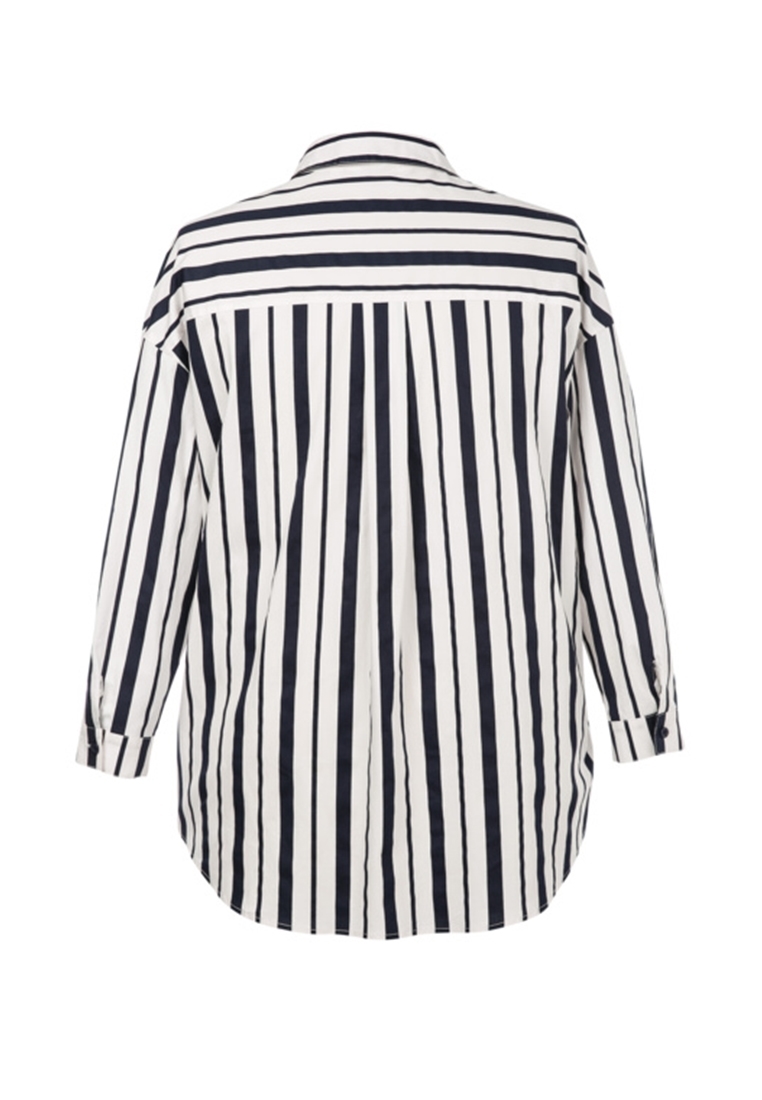 Picture of Plus Size Stripe Long Sleeve Women Shirt