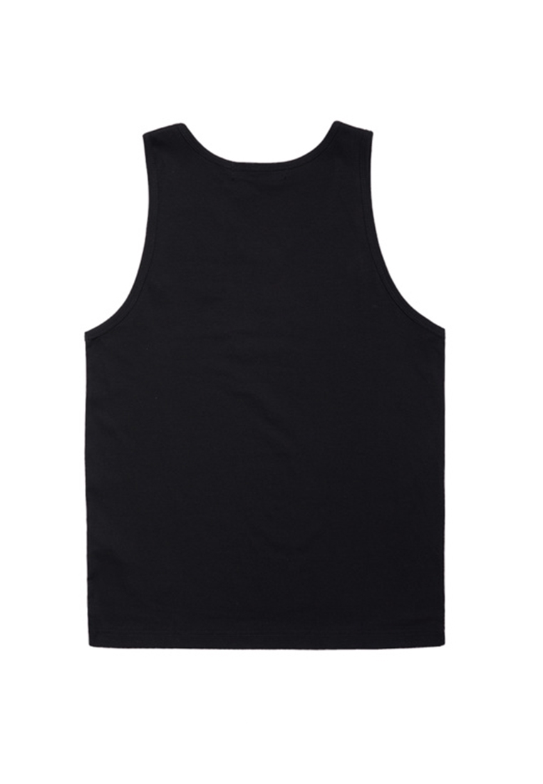 Back design of plus size men's basic sleeveless vest in black color.