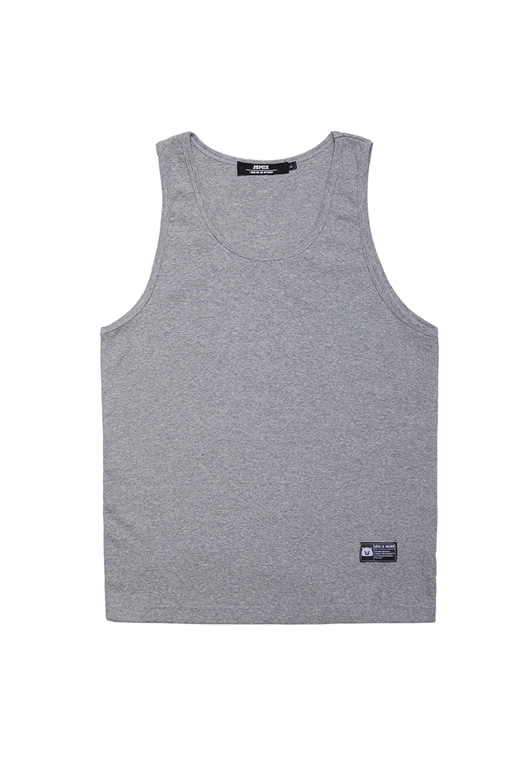 Plus size men's basic sleeveless vest in grey color.