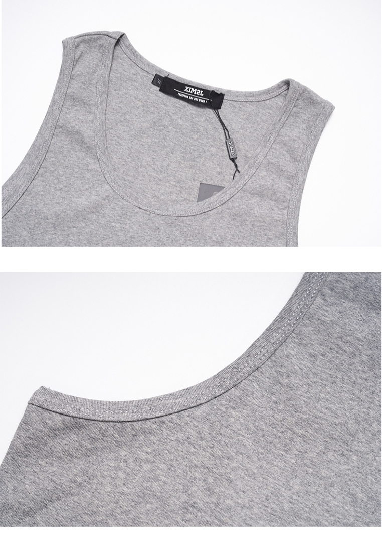 Neckline design of plus size men's basic sleeveless vest.