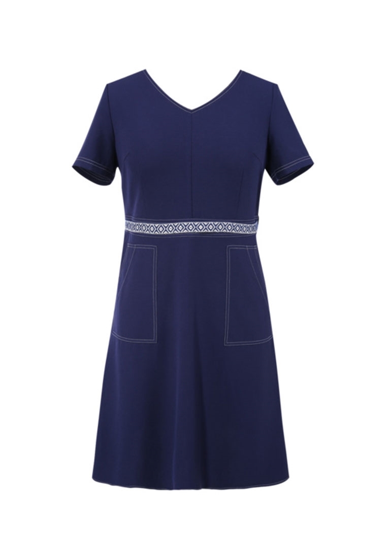 Picture of V Neck Plus Size Dress With Belt