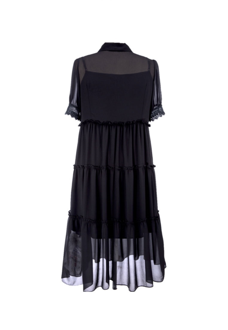 Picture of 2 pcs Lace Border Sleeve Plus Size Dress