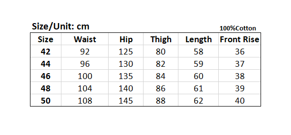 Size chart of Plus size plain cotton sweat shorts in black color.