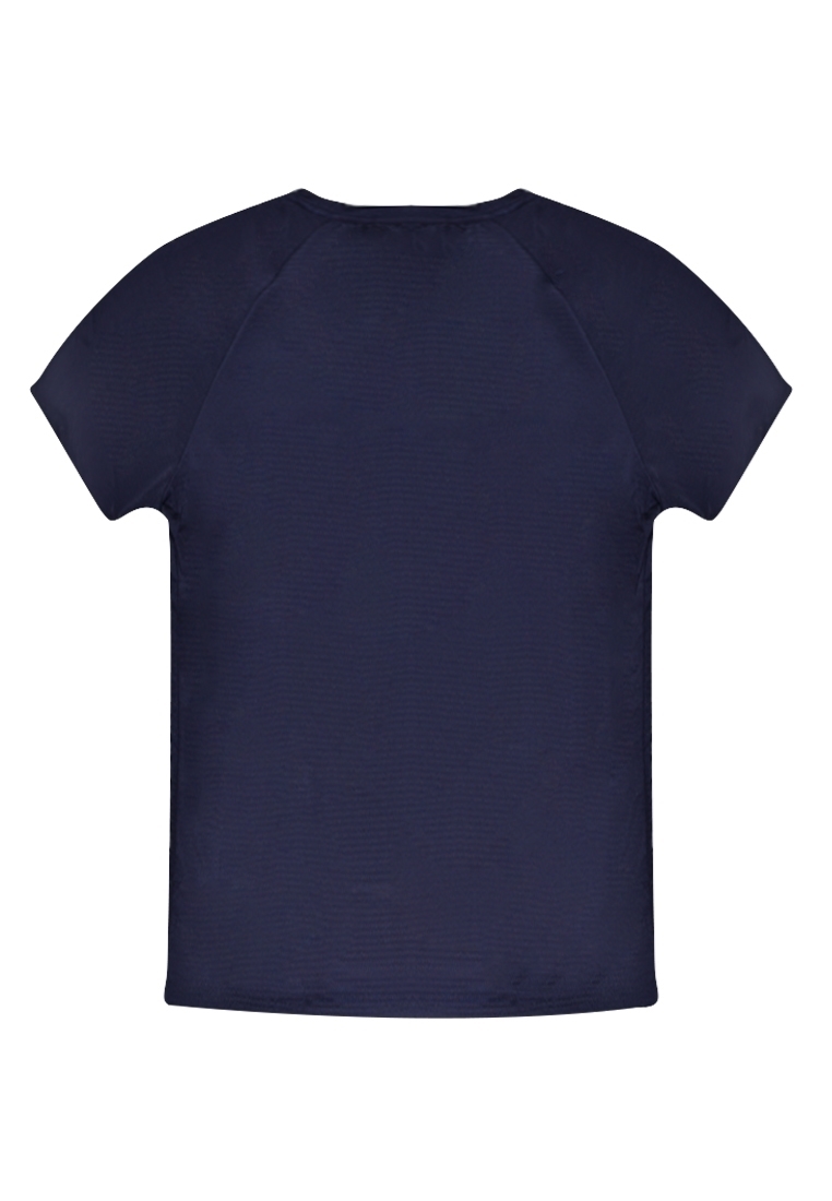 Back view of navy blue color plus-size men's t-shirt in a dry fit .