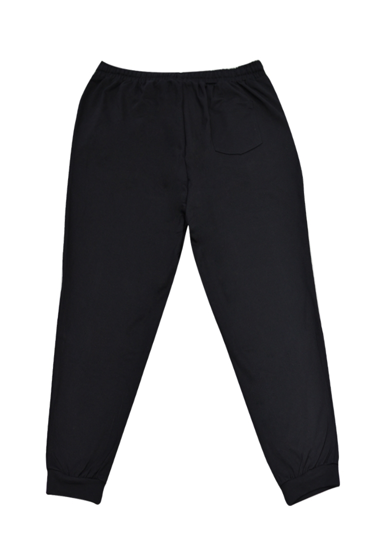 Plus size men's track pants back view available in black color.
