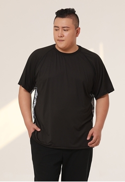 Hit color plus size men's dry fit t-shirt in black color.