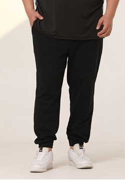 Plus size men's track pants available in black color.
