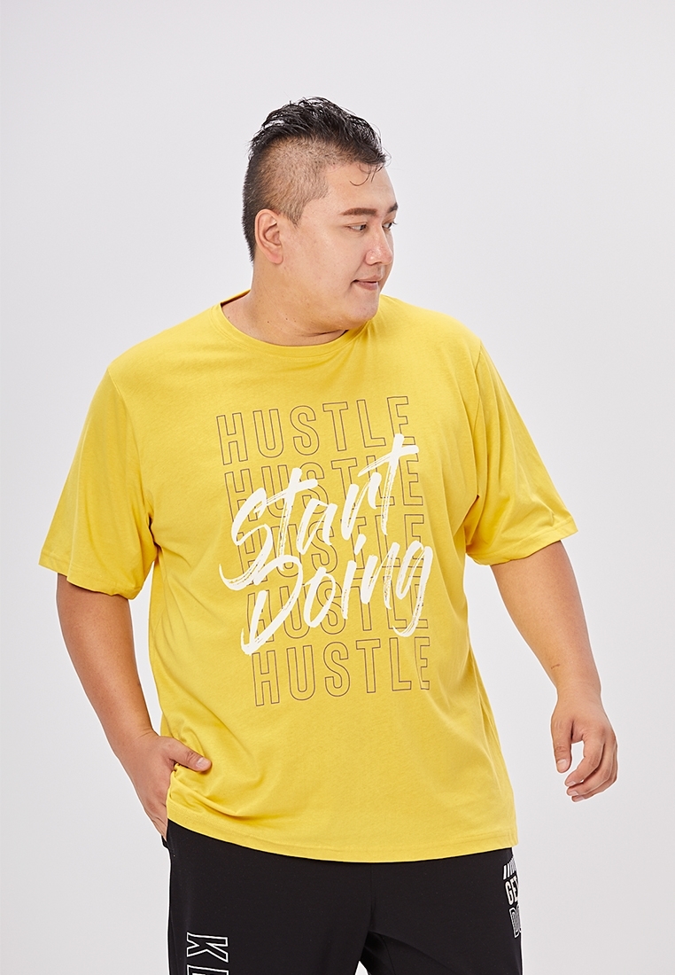 Picture of 【VIMEN】Plus Size Print Yellow T-Shirt