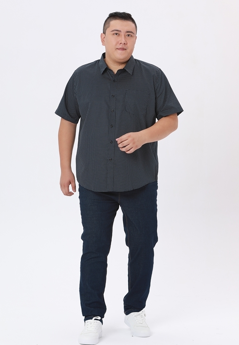 Picture of Dark Blue Short Sleeve Print Men Shirt