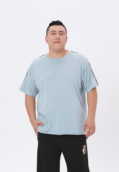 Picture of 【VIMEN】Plus Size Irregular Bottom Shoulder Ribbon Men's T Shirt