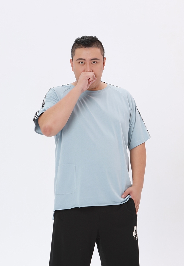 Picture of 【VIMEN】Plus Size Irregular Bottom Shoulder Ribbon Men's T Shirt