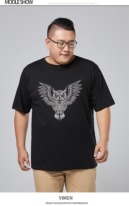 Picture of 【VIMEN】Plus Size Men Owl Print Tee