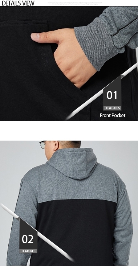 VIMEN Grey&black plus size men hoodie