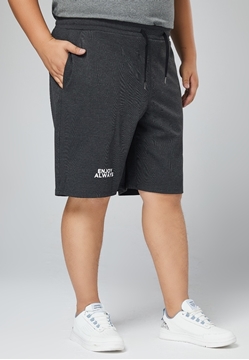 plus size men sweat short with print-Dark Grey