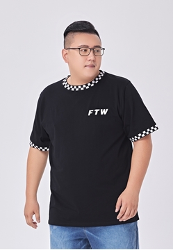 Picture of 【VIMEN】Lattice Border Big Size Men T Shirt