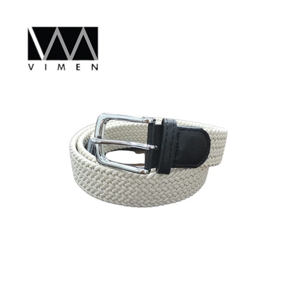 Retro weaven men's ivory color belt