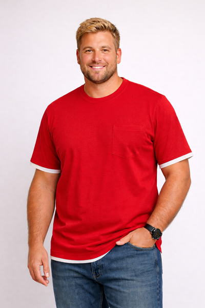 Picture of 【VIMEN】White Border Tee With Pocket